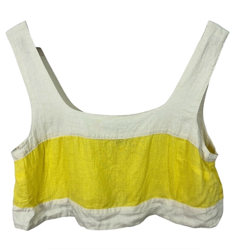 Haute hippie linen blend summer yellow tank medium new with tag